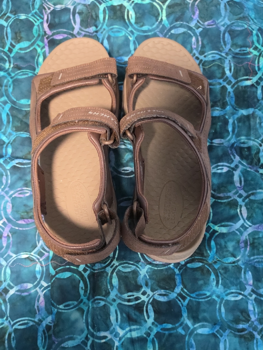 Skechers Mens Brown Hook-and-Loop Outdoor Sandals Size 12
